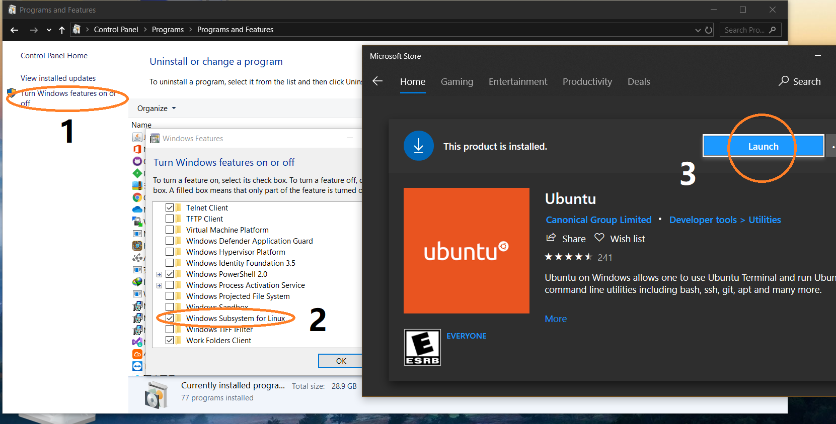 Windows的Linux子系统安装过程